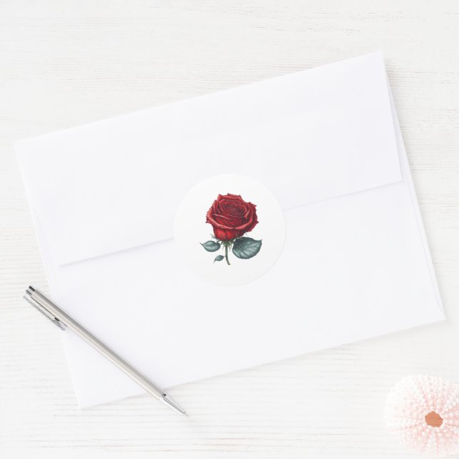 Verzauberte Rose Runder Aufkleber (Umschlag)