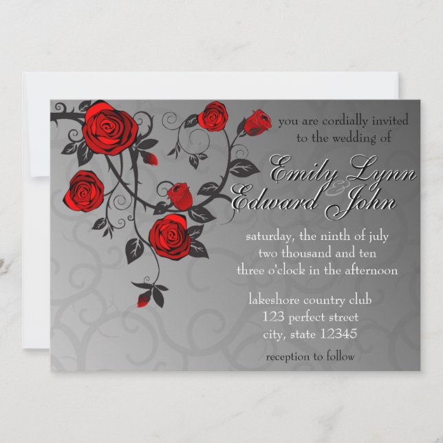 Verzauberte Rose zum Hochzeitsempfang Einladung (Vorderseite)