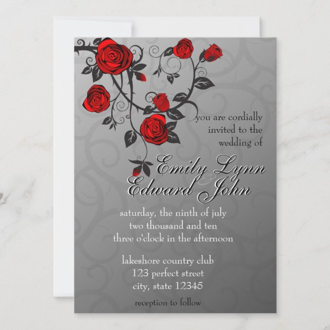 Verzauberte Rose zum Hochzeitsempfang Einladung (Vorderseite)