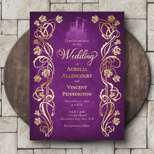 Verzauberte Rosenburg Hochzeit Folieneinladung