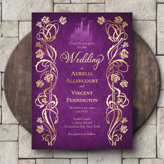 Verzauberte Rosenburg Hochzeit Folieneinladung