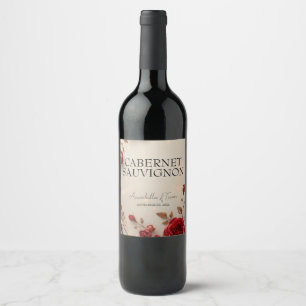 Verzauberte rote Rosen und Lichter Romantische Hoc Weinetikett
