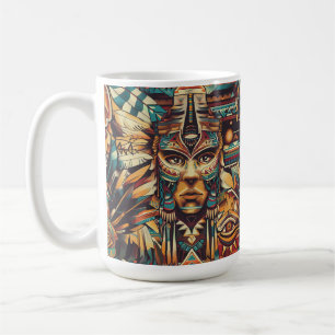 Verzauberte Saphir-Keramik "Mesoamerican Motif" Cl Kaffeetasse