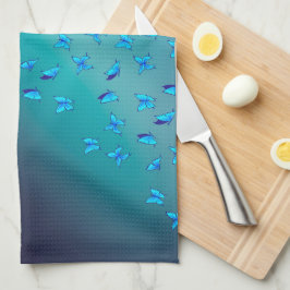 Verzauberte Schmetterlinge Grünes Teetuch Geschirrtuch