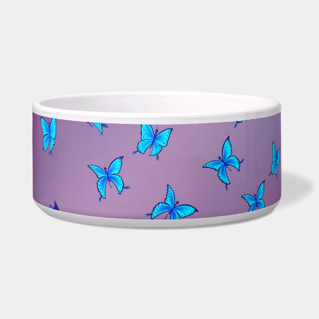 Verzauberte Schmetterlinge Rosa Keramik Pet Bowl Napf (Vorderseite)
