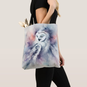 Verzauberte Schneeeule in Aquarell Tasche