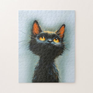 Verzauberte schwarze Katze