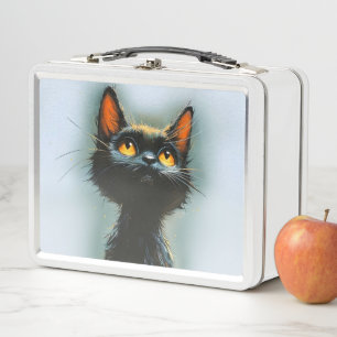 Verzauberte schwarze Katze Metall Brotdose