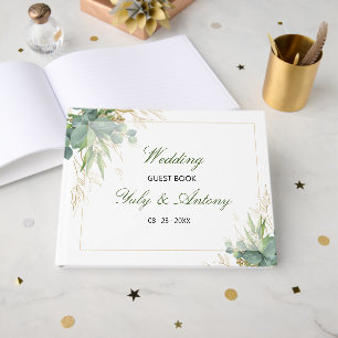 Verzauberte Smaragdblätter Botanische Hochzeit Gästebuch
