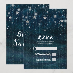 Verzauberte Sternennacht Silber- & Blau-Party RSVP Einladung