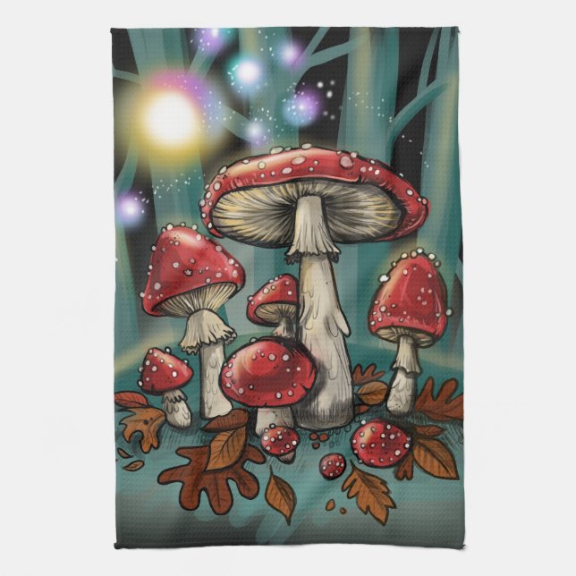 Verzauberte Toadstools Geschirrtuch (Vertikal)
