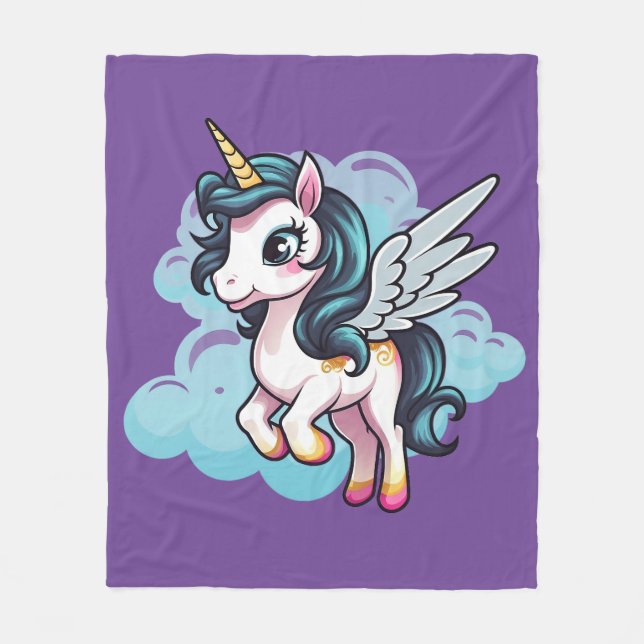 🌈 "Verzauberte Träume" Einhorn Fleece Blanket 🦄 (Vorderseite)