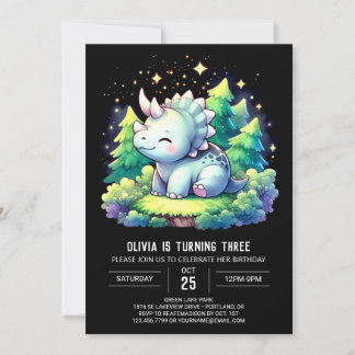 Verzauberte Triceratops Geburtstag Einladung