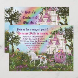 Verzauberte Unicorn-Schloss-Prinzessin Party Einladung
