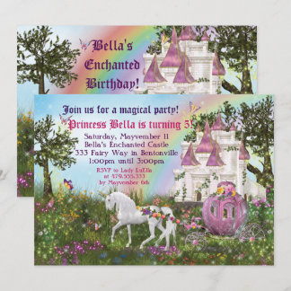 Verzauberte Unicorn-Schloss-Prinzessin Party Einladung