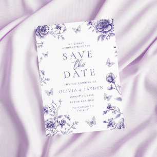 Verzauberte Vintage-Lila-Blumenhochzeit Save The Date
