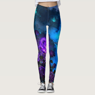 Verzauberte violette Rosen-Wasserfall-Leggings Leggings