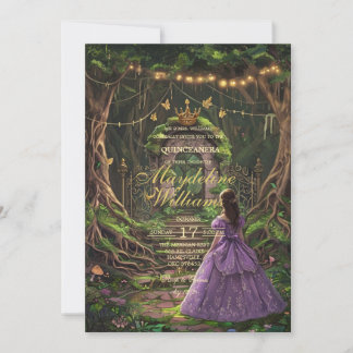 Verzauberte Wald-Quinceañera-Einladung | Märchen Einladung