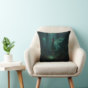 Verzauberte Waldfee Fantasy-Kunst Kissen