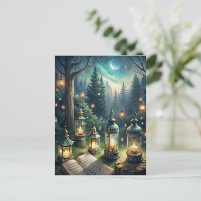 Verzauberte Waldlichter Postkarte (Stehend Vorderseite)