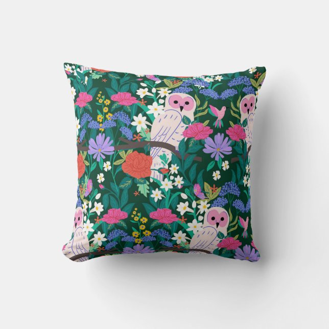 Verzauberte Waldöwen Kissen (Vorderseite)
