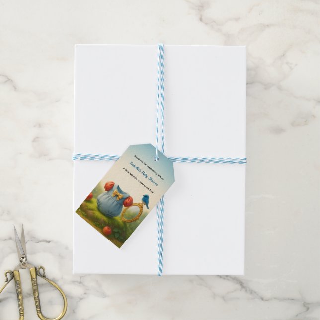 Verzauberte Waldprinzessin-Baby-Party Fabelhaft  Geschenkanhänger (Mit Garn)