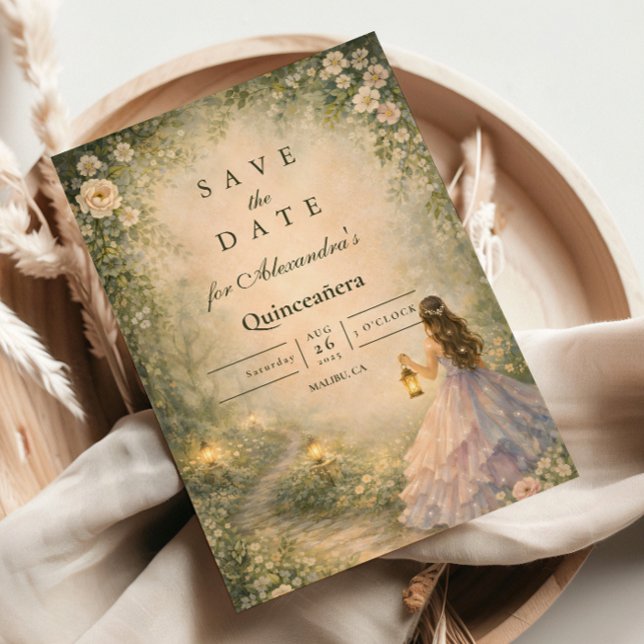 Verzauberte Waldprinzessin Quinceañera Save The Date (Von Creator hochgeladen)