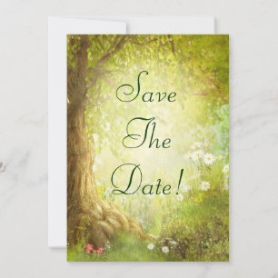 Verzauberte Waldszene Save-The-Date-Hochzeit Save The Date