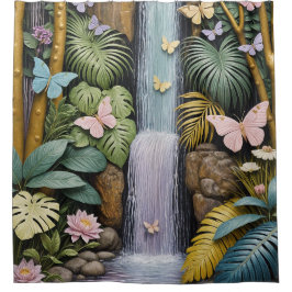 Verzauberte Wasserfall-Oase Duschvorhang