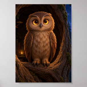 Verzauberte Weise Eule Nacht Kunst Poster