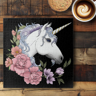 Verzauberte weiße Einhorn-Blumen Rosa Schwarz