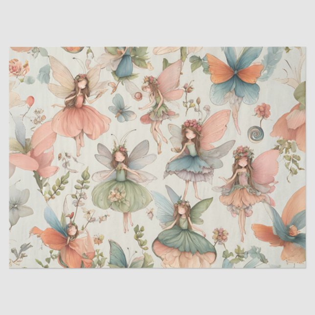 Verzauberte Whimsical Fairies Seidenpapier (Vorderseite)