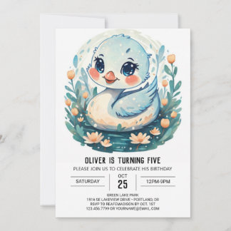 Verzauberte Wildblumen Swan Bird Geburtstag Einladung