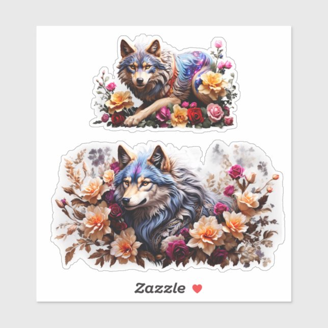 Verzauberte Wölfe Vinyl Stickers anpassen Aufkleber (Blatt)