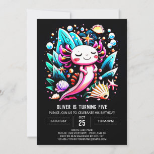 Verzauberter Axolotl-Niedliche Geburtstag Einladung