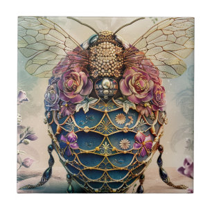 Verzauberter Bienen-Garten-Fantasy (4) Fliese