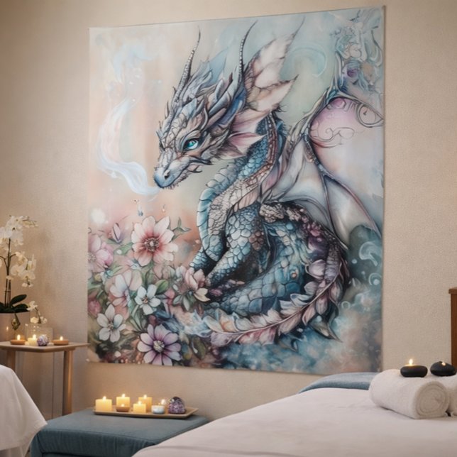 Verzauberter blauer Drache Fantasy-Teppich Wandteppich (Von Creator hochgeladen)