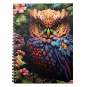 Verzauberter Blumeneule – Lebendige Fantasy-Waldku Notizblock