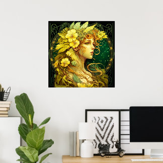 Verzauberter Blumenwald Feen Fantasy Poster