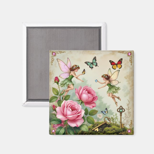 Verzauberter Blumenzauberfeengarten Magnet (Vorderseite/Rückseite)