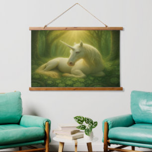 Verzauberter Einhorn Wandteppich Mit Holzrahmen