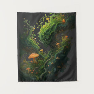 Verzauberter Fantasy-Pilzwald Leuchtende Pilze Wandteppich