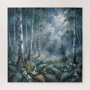 Verzauberter Frühlings-Birkenwald im Mondlicht