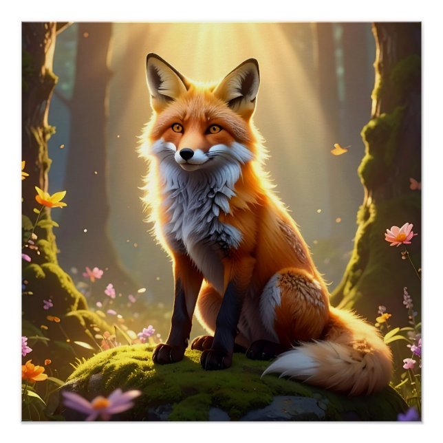 Verzauberter Fuchs im Fantasy-Poster Wald Poster (Vorderseite)
