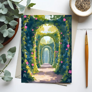 Verzauberter Garten   Blumenbogen-Gemälde Postkarte