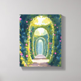 Verzauberter Garten | Blumengemälde Torbogen Leinwanddruck