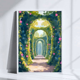 Verzauberter Garten | Florale Bogen-Wasserfarbenma Poster