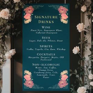 Verzauberter Garten Florales Hochzeitsgetränke-Bar Banner