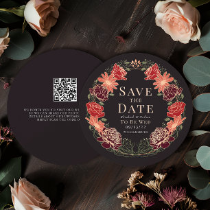 Verzauberter Gartenkranz Hochzeit QR Save the Date Einladung