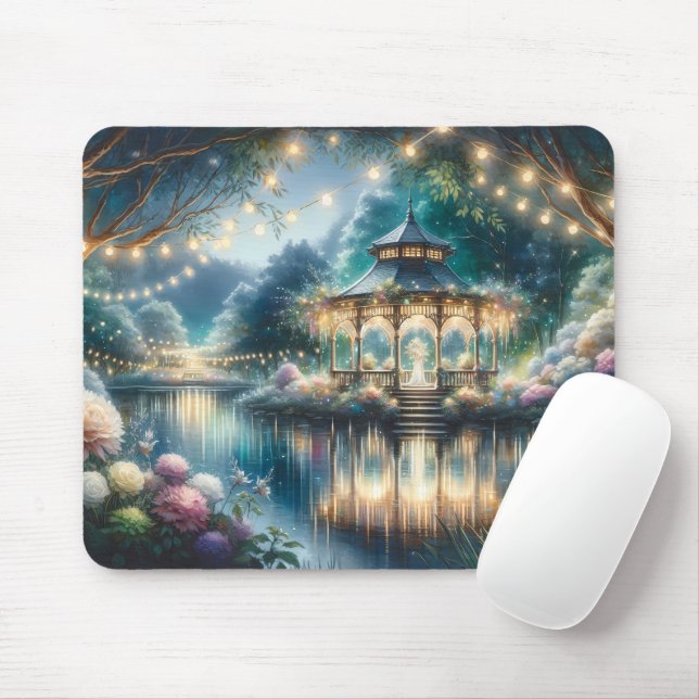Verzauberter Gartenpavillon - Twilight-Reflexion Mousepad (Mit Mouse)